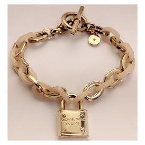 8.50" Michael Kors Rose Gold Plated White Plastic Toggle Bracelet